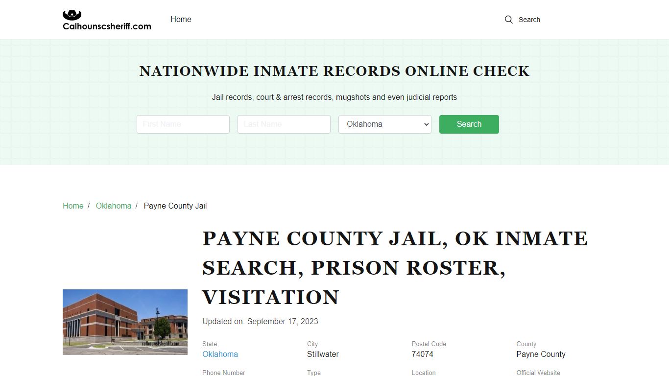 Payne County Jail, OK Inmate Search, Prison Roster, Visitation